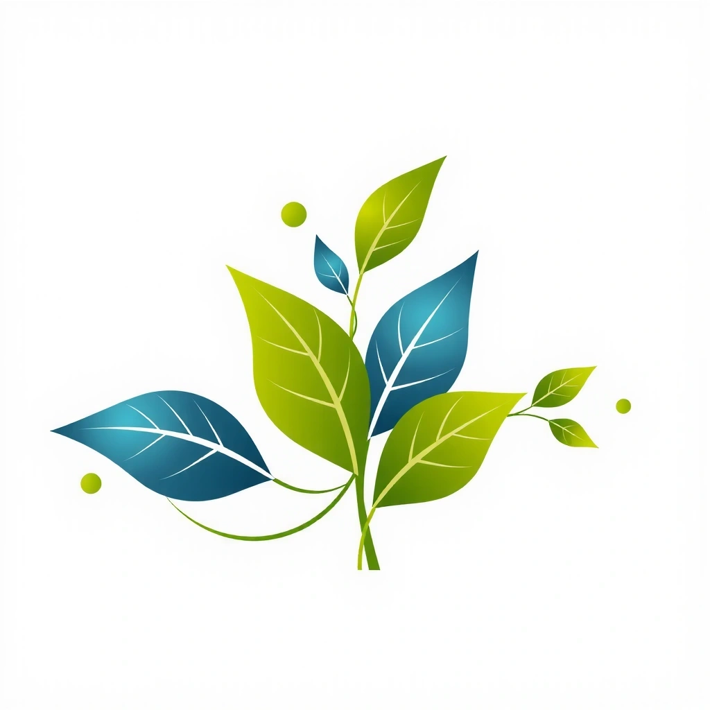 Abstract visualization of interconnected leaves and geometric patterns, symbolizing integrity, innovation, sustainability, and customer well-being.