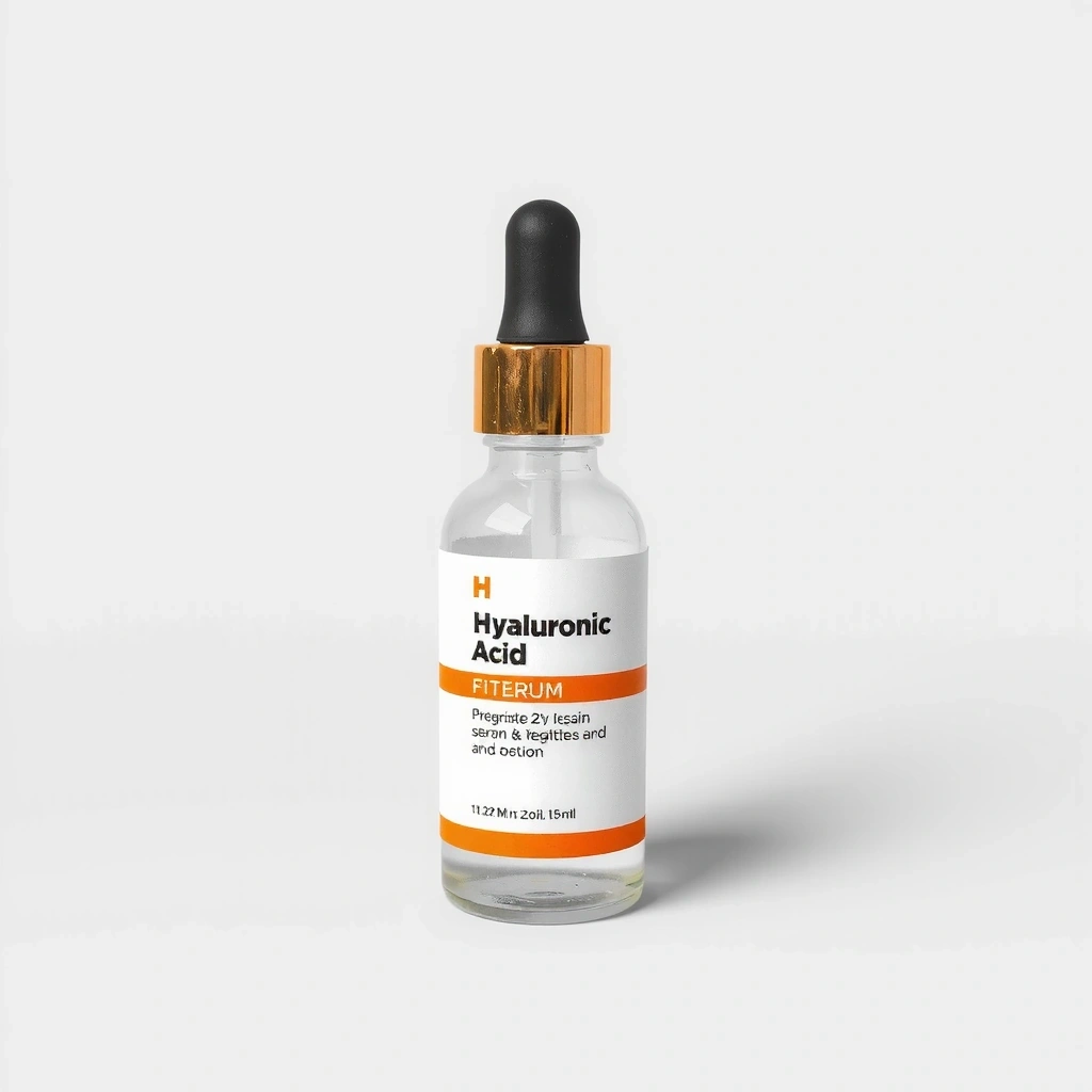 Product shot of a hyaluronic acid serum bottle