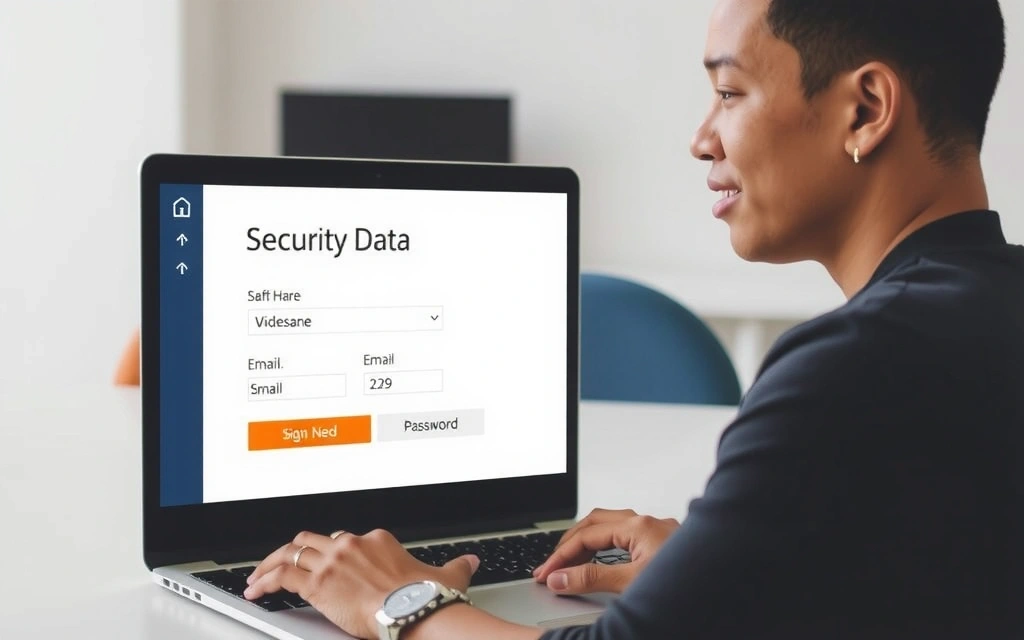 Illustration of a person filling out a form on a laptop